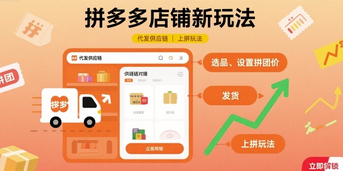 拼多多店铺新玩法，代发供应链上拼玩法-日入300副业网