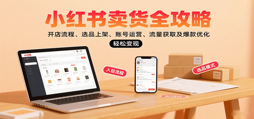 小红书卖货全攻略：开店流程、选品上架、账号运营、流量获取及爆款优化，轻松变现-日入300副业网