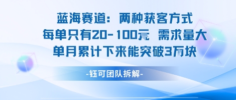 蓝海赛道：需求量大 单月累计下来能突破3W-日入300副业网