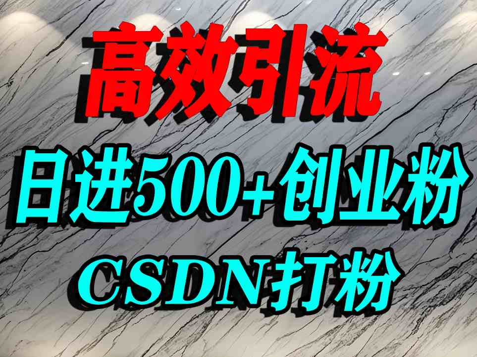 怎么打创业粉？CSDN又一个你不知道的打粉引流神秘平台，单人日引500+精准流量-日入300副业网