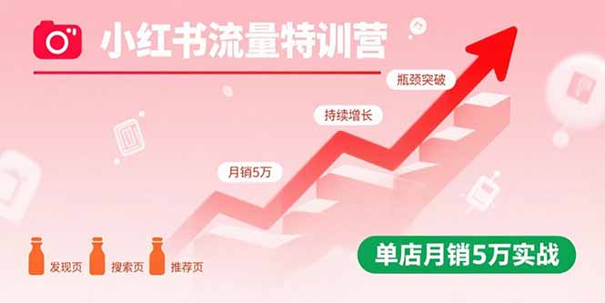 小红书流量特训营：突破流量瓶颈，实现店铺持续增长，单店月销5万实战-日入300副业网