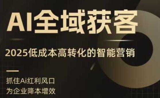 AI全域获客实训营，2025低成本高转化的智能营销，精准找客，高效营销-日入300副业网