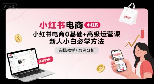 小红书电商0基础+高级运营课，新人小白必学方法，实操教学+案例分析-日入300副业网