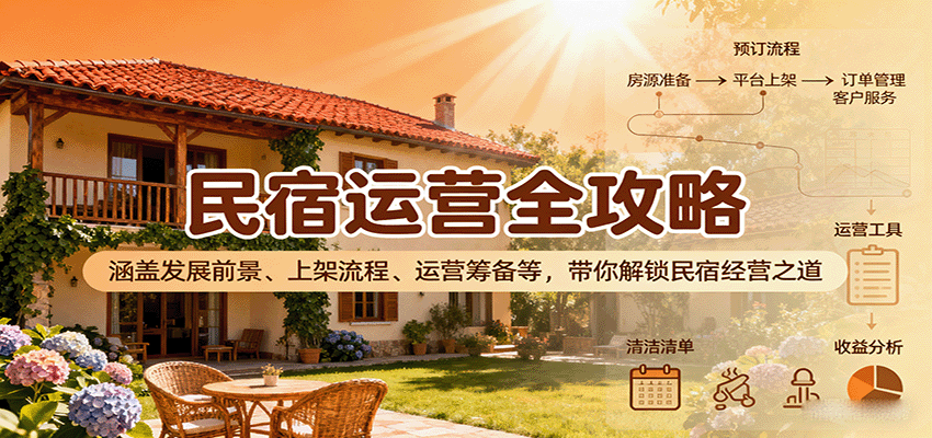 民宿运营全攻略：涵盖发展前景、上架流程、运营筹备等，带你解锁民宿经营之道-日入300副业网