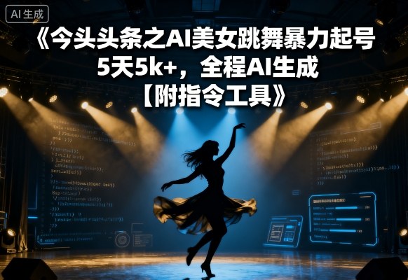 今日头条之AI美女跳舞暴力起号，5天1k+，全程AI生成【附指令工具】-日入300副业网