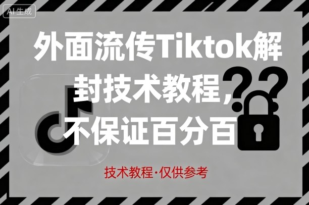 外面流传Tiktok解封技术教程，不保证百分百，具体自测-日入300副业网