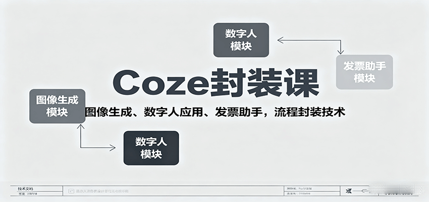 Coze封装课，图像生成、数字人应用、发票助手，流程封装技术-日入300副业网
