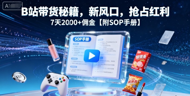 B站带货秘籍，新风口，抢占红利，7天2k+佣金【附SOP手册】-日入300副业网