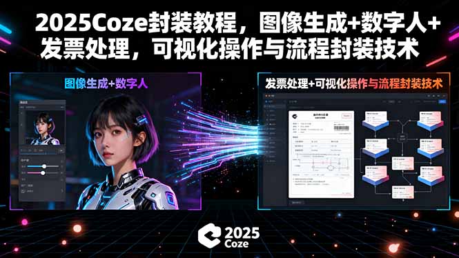 2025Coze封装教程，图像生成+数字人+发票处理，可视化操作与流程封装技术-日入300副业网