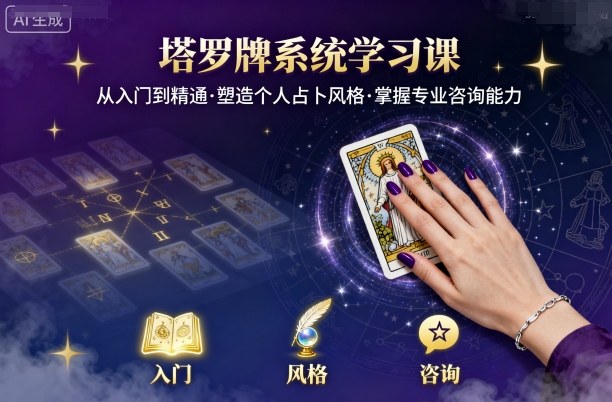 塔罗牌系统学习课，助你从入门到精通，塑造个人占卜风格，掌握专业咨询能力-日入300副业网