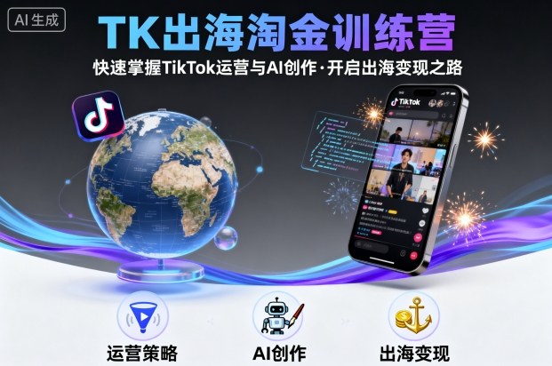 TK出海淘金训练营，助你快速掌握TikTok运营与AI创作，开启出海变现之路-日入300副业网