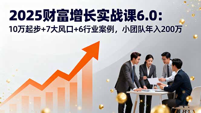 2025财富增长实战课6.0：10万起步+7大风口+6行业案例，小团队年入200万-日入300副业网