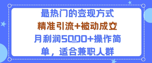 小众赛道玩法：当下最热门的变现方式，精准引流+被动成交月利润5k+操作简单，适合兼职人群-日入300副业网