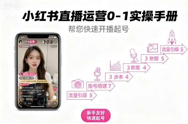 小红书直播运营0-1实操手册，帮您快速开播起号-日入300副业网