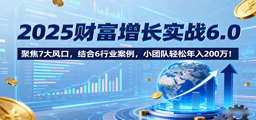 2025财富增长实战6.0，聚焦7大风口，结合6行业案例，小团队轻松年入200万！-日入300副业网