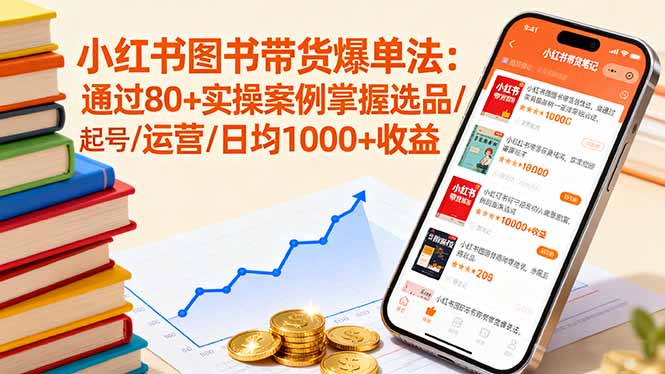 小红书图书带货爆单法：通过80+实操案例掌握选品/起号/运营/日均1000+收益-日入300副业网