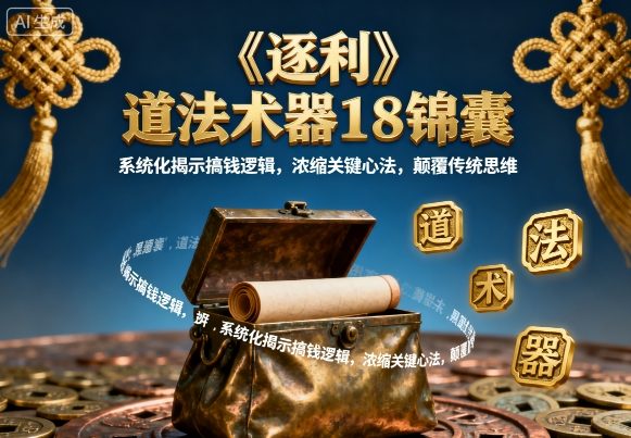 《逐利》道法术器18锦囊，系统化揭示搞钱逻辑，浓缩关键心法，颠覆传统思维-日入300副业网