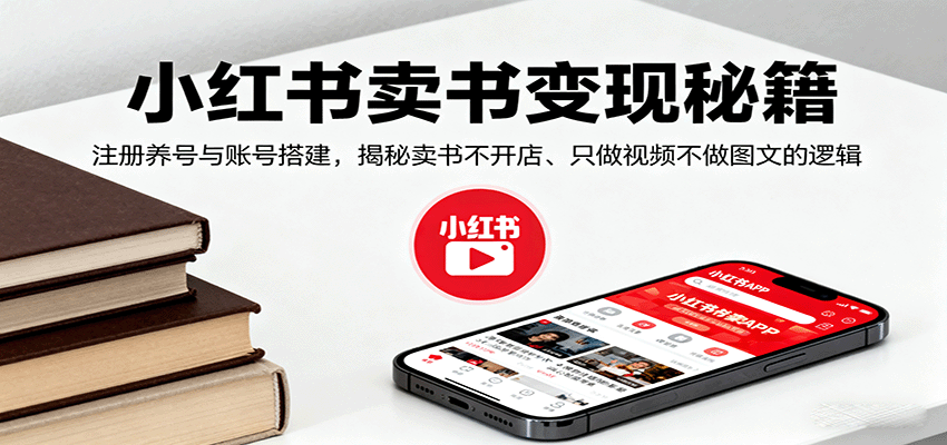 小红书卖书变现秘籍，注册养号与账号搭建，揭秘卖书不开店、只做视频不做图文的逻辑-日入300副业网