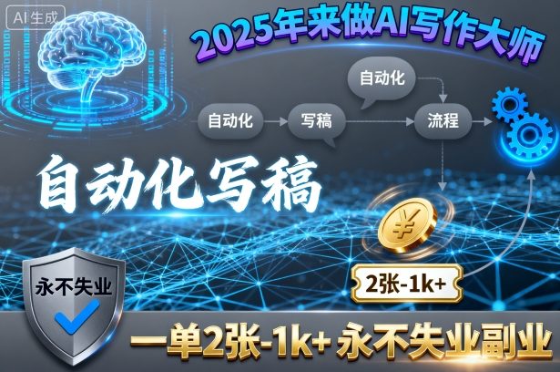 2025年来做AI写作大师，自动化写稿，一单2张-1k+，永不失业副业-日入300副业网