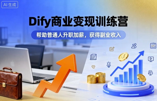 Dify商业变现训练营，帮助普通人升职加薪，获得副业收入-日入300副业网