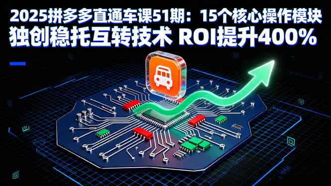 2025拼多多直通车课51期：15个核心操作模块 独创稳托互转技术 ROI提升400%-日入300副业网
