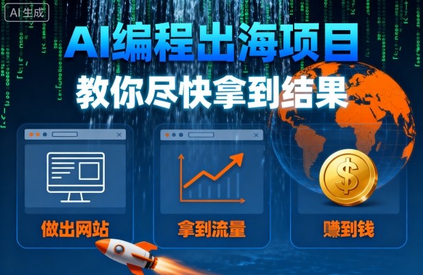 AI编程出海项目，教你尽快拿到结果-做出网站、拿到流量、賺到钱-日入300副业网