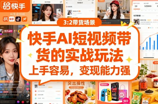 快手ai短视频带货的实战玩法，上手容易，变现能力强-日入300副业网