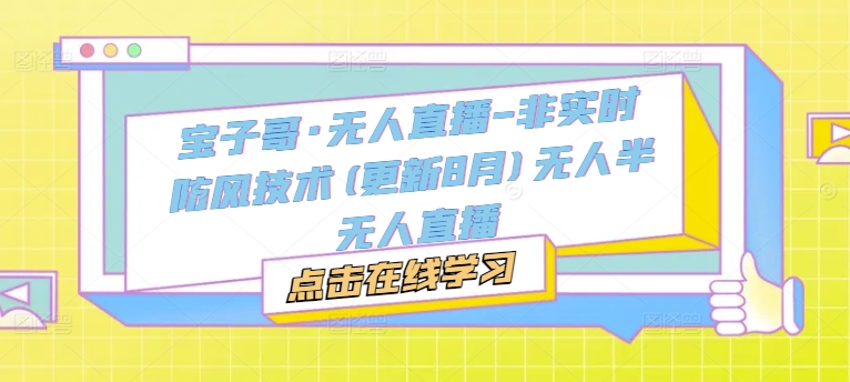 宝子哥·无人直播-非实时防风技术(更新25年9月)无人半无人直播-日入300副业网