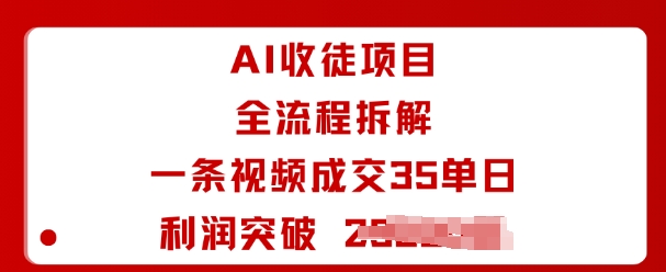 AI收徒项目全流程拆解一条视频成交35单日利润突破1k+-日入300副业网