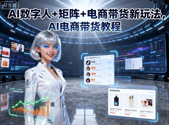 AI数字人+矩阵+电商带货新玩法，AI电商带货教程-日入300副业网