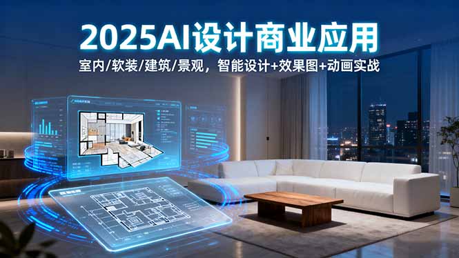 2025AI设计商业应用：室内/软装/建筑/景观，智能设计+效果图+动画实战-日入300副业网