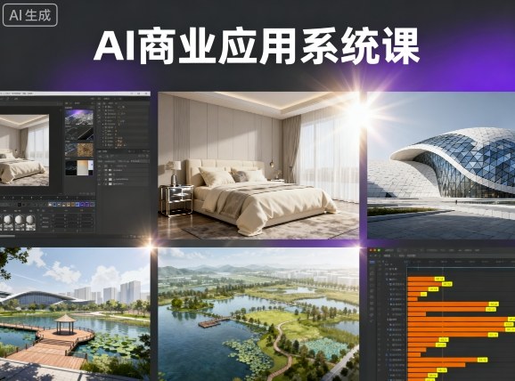 AI商业应用系统课，室内-软装-建筑-景观，智能设计+效果图+动画画实战-日入300副业网