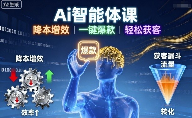 Ai智能体课，降本增效，一键爆款，轻松获客-日入300副业网