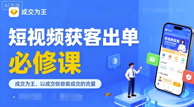 短视频获客出单必修课，成交为王，以成交为导向，直接做能成交的流量-日入300副业网