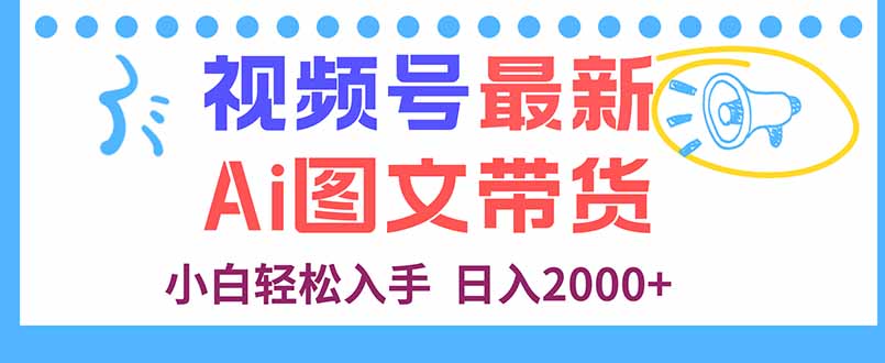 视频号最新AI图文带货，每天几分钟，小白轻松入手，日入2000+-日入300副业网