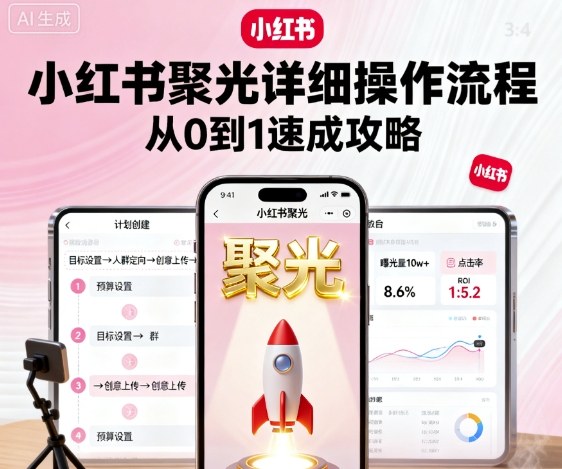 小红书聚光详细操作流程，小红书聚光从0到1速成攻略-日入300副业网