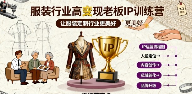服装行业高变现老板IP训练营，让服装定制行业更美好-日入300副业网
