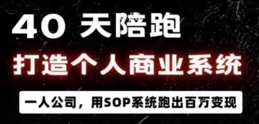 40天陪跑打造个人商业系统，一人公司，用SOP系统跑出百W变现-日入300副业网