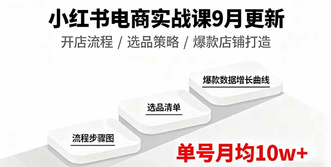 小红书电商实战课9月更新，开店流程/选品策略/爆款店铺打造，单号月均10w+-日入300副业网