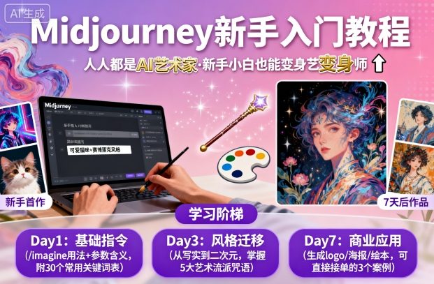 midjourney新手入门教程：人人都是AI艺术家，新手小白也能变身艺术大师-日入300副业网