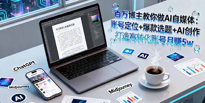 百万博主教你做AI自媒体：账号定位+爆款选题+AI创作 打造高转化账号月赚5w-日入300副业网