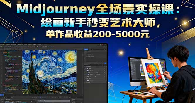 Midjourney全场景实操课：绘画新手秒变艺术大师，单作品收益200-5000元-日入300副业网