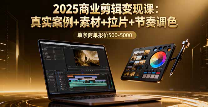 2025商业剪辑变现课：真实案例+素材+拉片+节奏调色，单条商单报价500-5000-日入300副业网