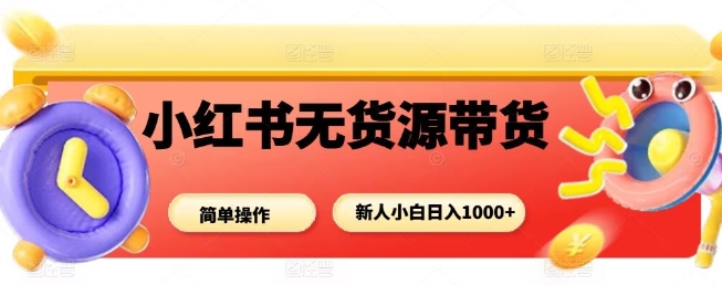小红书无货源带货项目，简单无脑，新人小白日入多张-日入300副业网