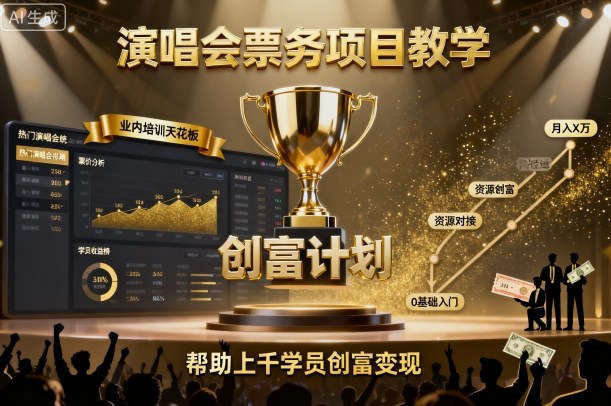 演唱会票务项目教学，业内培训天花板，帮助上千学员创富变现-日入300副业网
