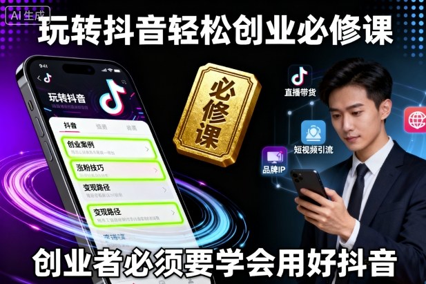 玩转抖音轻松创业必修课，创业者必须要学会用好抖音-日入300副业网