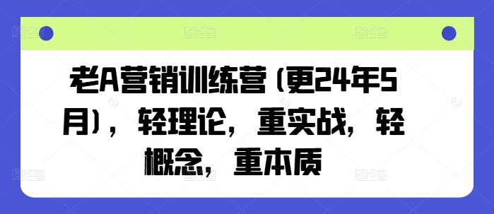 老A营销训练营(更25年10月)，轻理论，重实战，轻概念，重本质-日入300副业网