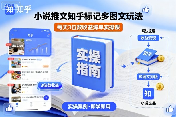 小说推文知乎标记多图文玩法，每天3位数收益爆单实操课-日入300副业网