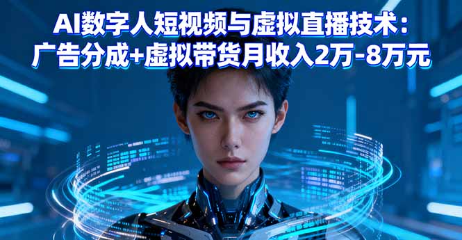 AI数字人短视频与虚拟直播技术：广告分成+虚拟带货月收入2万-8万元-日入300副业网