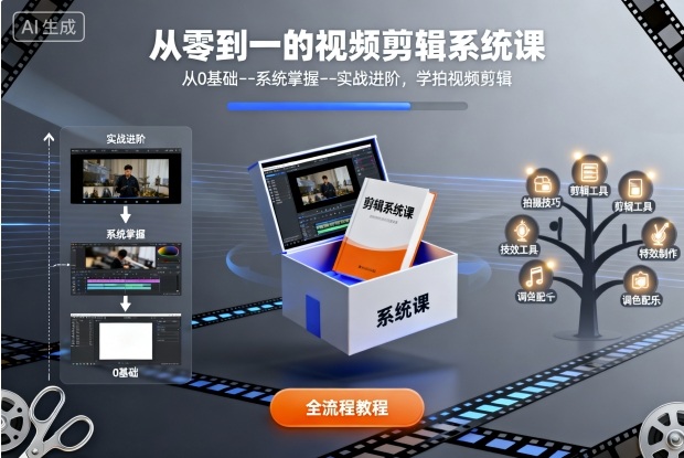 从零到一的视频剪辑系统课，从0基础–系统掌握–实战进阶，学拍视频剪辑-日入300副业网